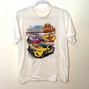 Las Vegas Pennzoil 400 White Graphic Short Sleeved T-shirt. Size L. GUC.